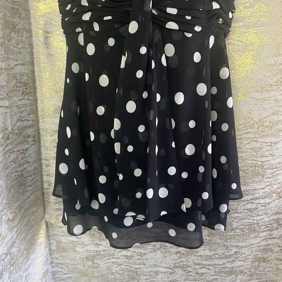 Vintage🧚♀️ Bellissima Black/White Y2K Polka Dot Bodydoll Blouse Size 12 - Picture 8 of 17